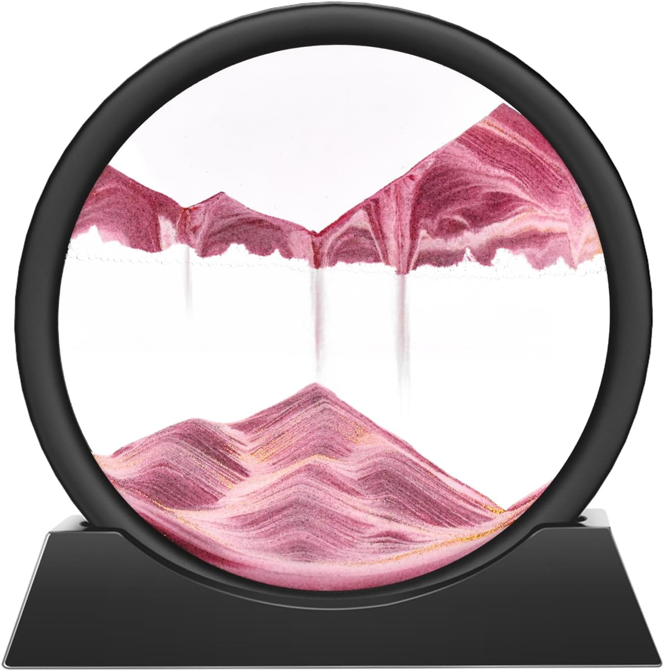 Wai Danie Moving Sand Art Picture 3D Hourglass Deep Sea Sandscape Liquid Motion Display Painting Flowing Sand Frame Relaxing Desktop Home Office Work Decor (Black, 12 Inches)