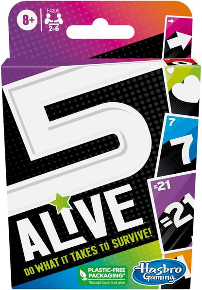 Hasbro Gaming 5 Alive Card Game, Fast-Paced Game for Kids and Families, Easy to Learn, 2 to 6 Players, Fun Summer Activities, Vacation Travel Essentials, Ages 8+