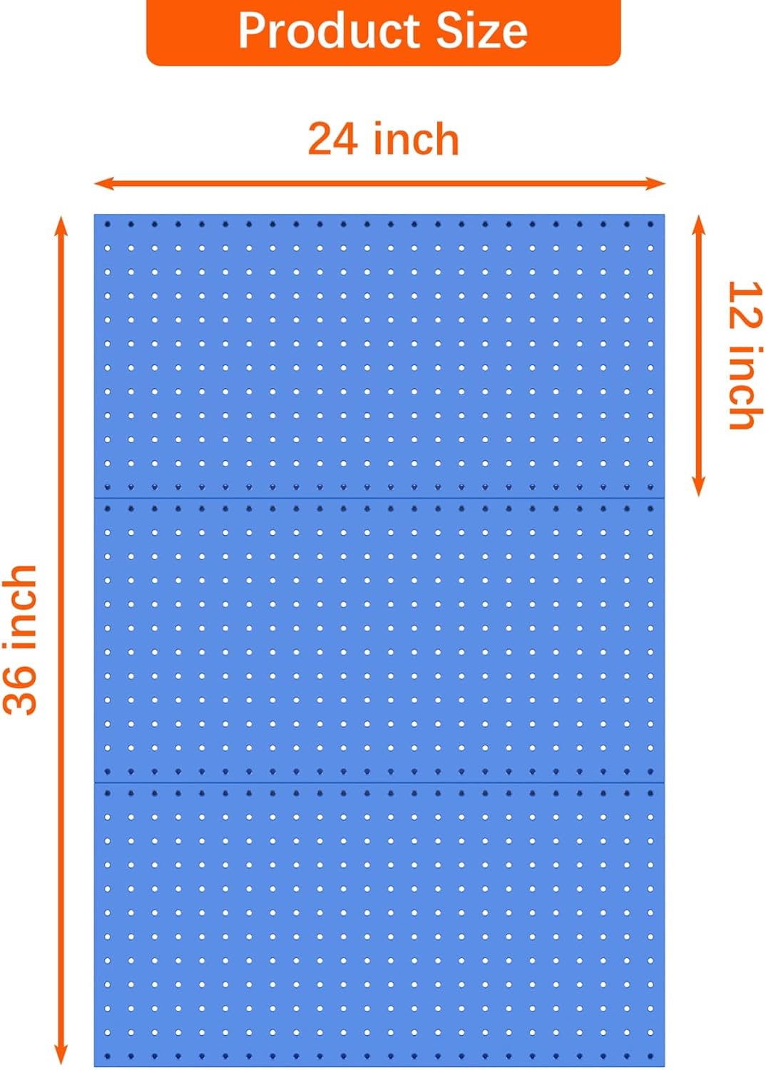 TORACK 3 PCS Metal Pegboard Panels(12x24 inch) for Wall Garage Tools Storage Pegboard for Workbench, Modular Peg Board Tool Organizer Board Kit(Pack of 3, Orange)