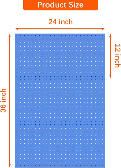 TORACK 3 PCS Metal Pegboard Panels(12x24 inch) for Wall Garage Tools Storage Pegboard for Workbench, Modular Peg Board Tool Organizer Board Kit(Pack of 3, Orange)