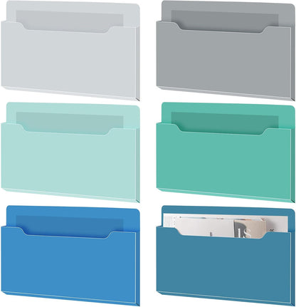 Fuutreo 6 Pcs Magnetic Wall File Organizer Magnetic Wall File Holder Refrigerator Magazine Holder for Mail Letters Paper(Aqua Green,Vertical-large)