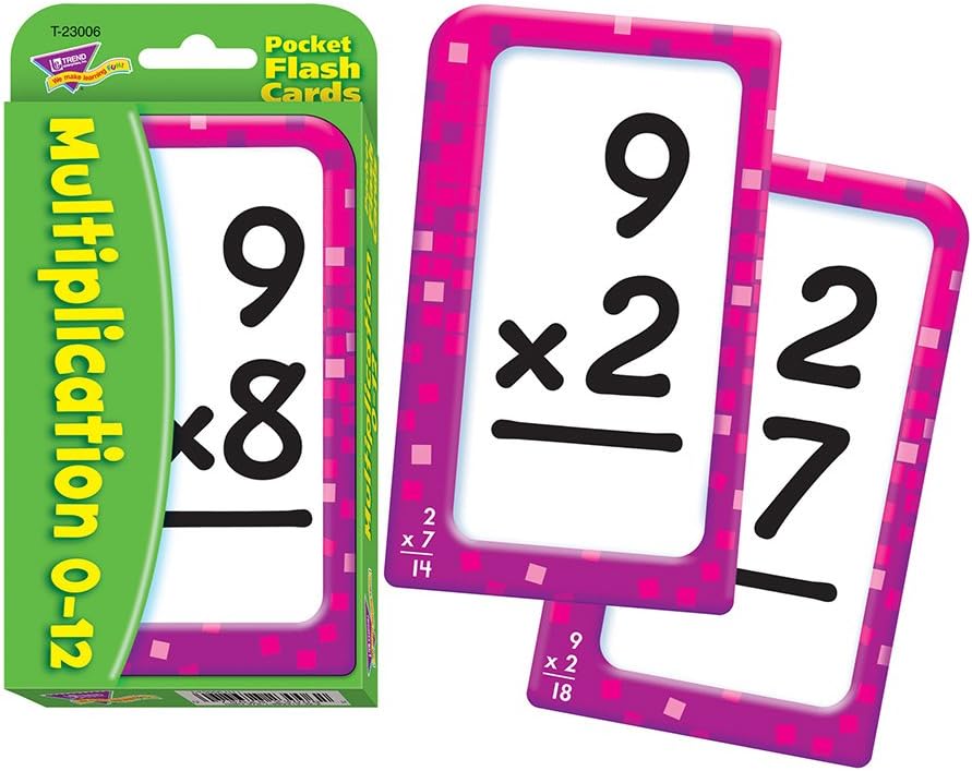 Trend Enterprises: Multiplication 0-12 Pocket Flash Cards, Great for Skill Building and Test Prep, 56 Self-Checking Cards Included, Master 104 Equations and Increase Math Skills, for Ages 6 and Up