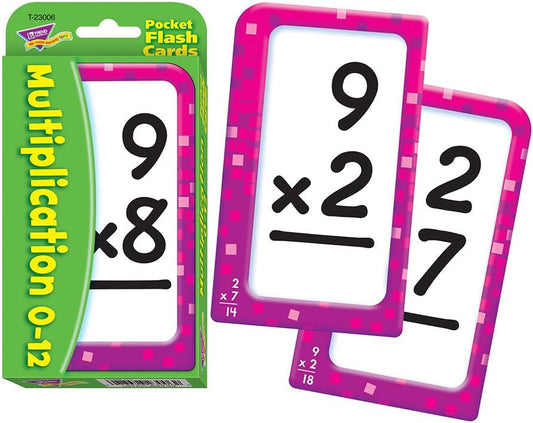Trend Enterprises: Multiplication 0-12 Pocket Flash Cards, Great for Skill Building and Test Prep, 56 Self-Checking Cards Included, Master 104 Equations and Increase Math Skills, for Ages 6 and Up