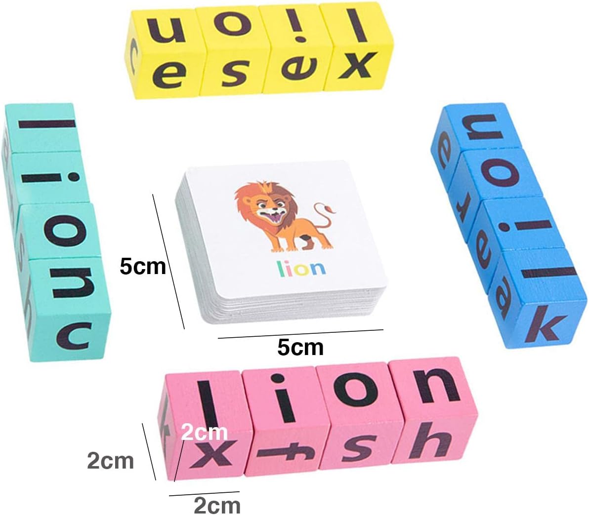 Almencla Spelling Toys Letter Spelling Block Wooden Vowel Reading Letters Toy for Boys Girls