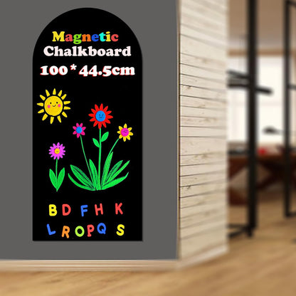 Magnetic Whiteboard Wall Arch Decal 39.3"x17.5" Adhesive Magnetic Dry Erase White Board Sticker with 36 Magnet Letter Removable Contact Paper Peel and Stick Whiteboard Wallpaper Roll
