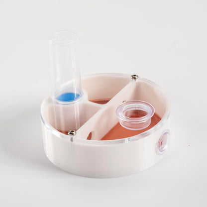 Mini Round Ant Farm Nest, White Plastic Educational Colony Kit with Water Feeder, Multiple Chambers for Observation, 2.4x2.4x0.8 Inches, Ages 3+