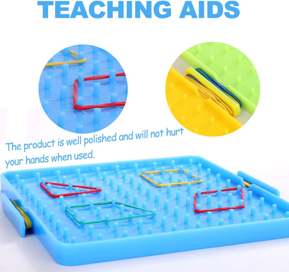 Kisangel 4pcs Nail Board Educational Pegboard, Double-Sided Geoboard Learning Tools for Elementary Math Classroom Use, 6.88X6.29 Inches