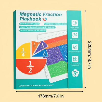 2026 Magnetic Math Fraction Set with 102 Pieces and 2 Storage Pouches, Magnetic Fraction Book, Tiles & Fraction Circles for Hands-On Skills and Core Math Foundations, Compact Book-Style Design (1)