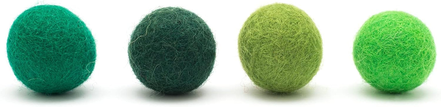 Glaciart One Felt Wool Balls, Felt Pom Poms (40 Pieces) 2 Centimeters - 0.8 Inch, Handmade Felted Green Colors - Bulk Small Puff for Felting and Garland
