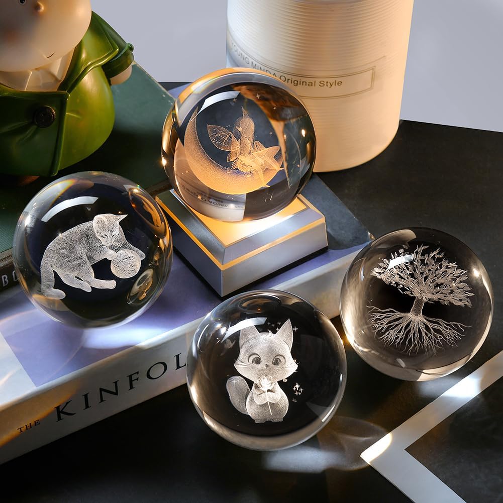 3D Solar System Crystal Ball Universe Glass Ball Space Astronomy Gift Planets Model Science Astrophysics Gifts Solar System Night Light Glass Globe Decor with 12 Colorful Modes Light Base