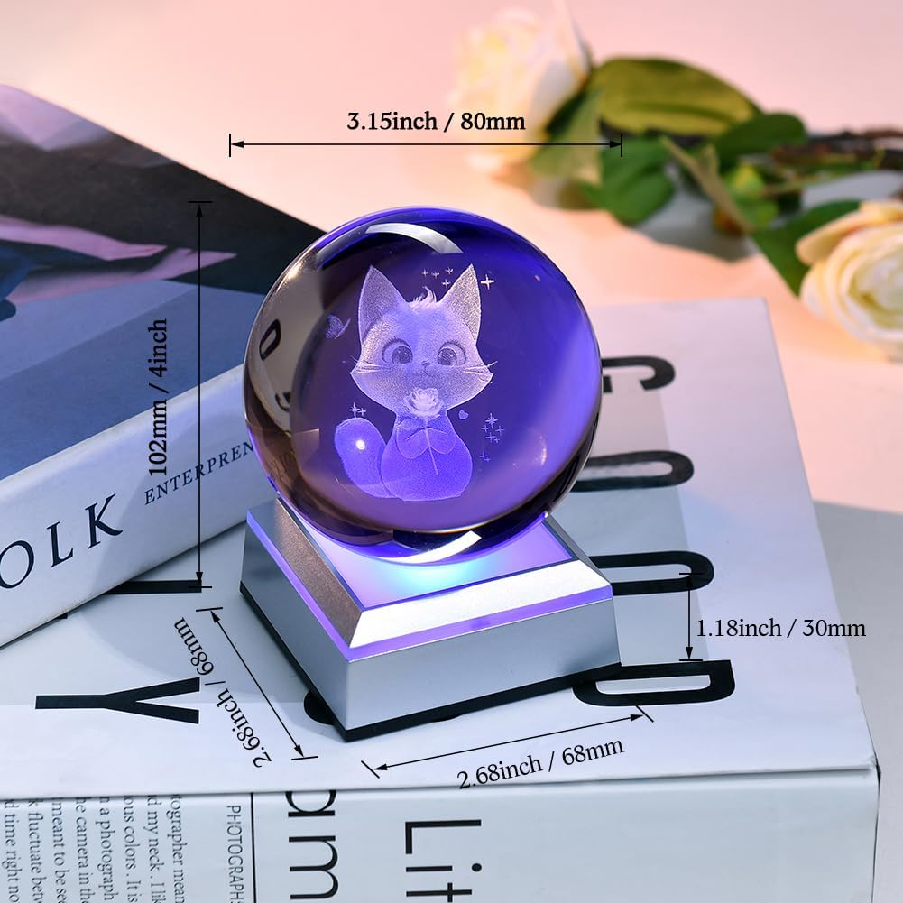 3D Solar System Crystal Ball Universe Glass Ball Space Astronomy Gift Planets Model Science Astrophysics Gifts Solar System Night Light Glass Globe Decor with 12 Colorful Modes Light Base