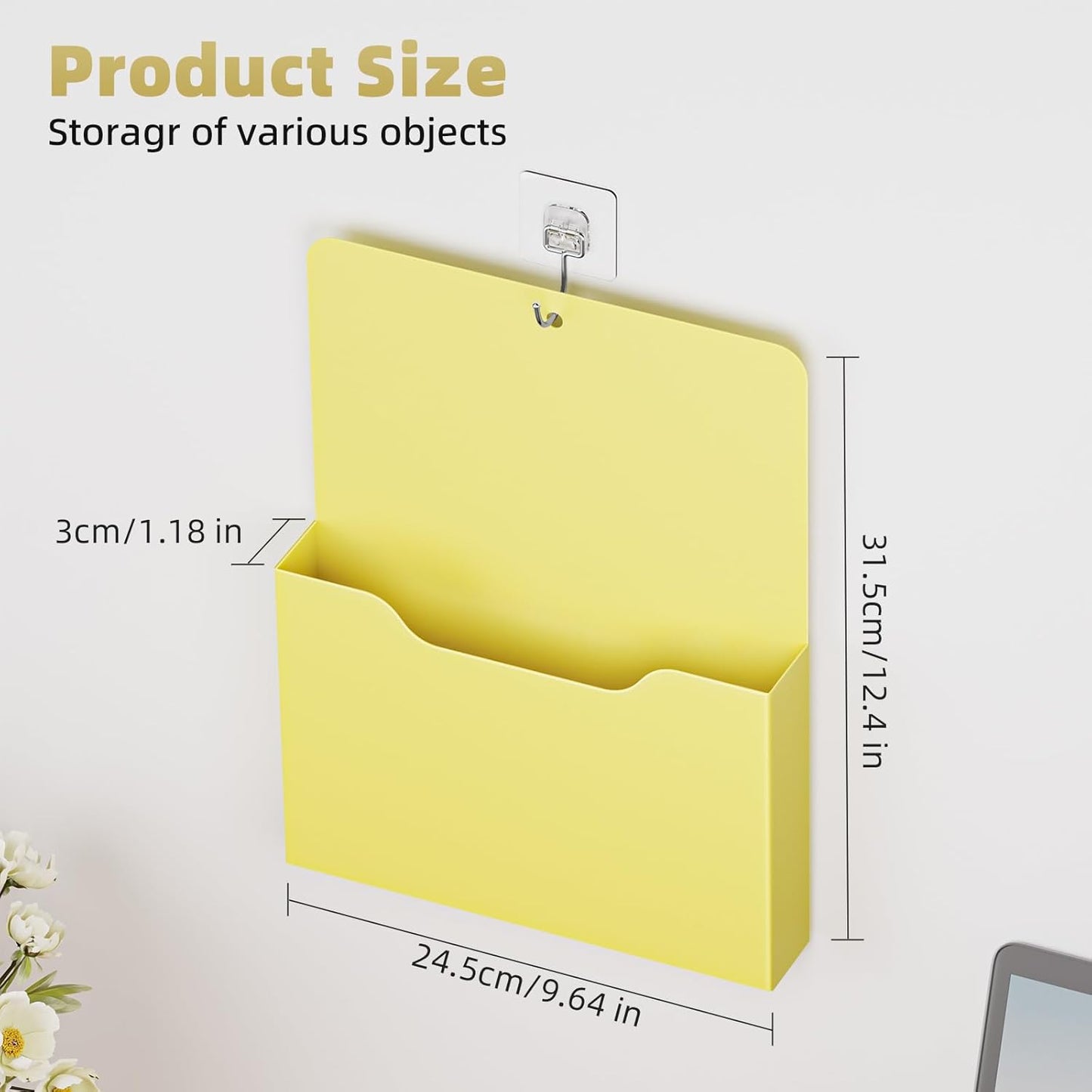 Magnetic File Holder - Magnetic Paper Holder, Pocket Organizer Office Supplies Storage Mail Organizer for Notebooks,Planners,Letter (Black)