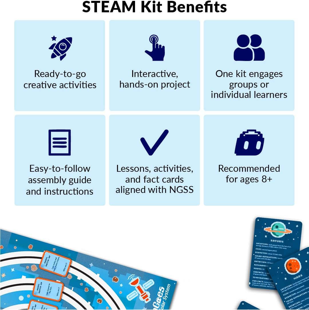 Ozobot OzoGoes to Sun, Earth & Moon STEAM Kit, Ages 8+, Learn Celestial Movements, Critical Thinking, NGSS Aligned, Group Learning, Assembly Guide, QR Digital Lessons, Robot Not Included