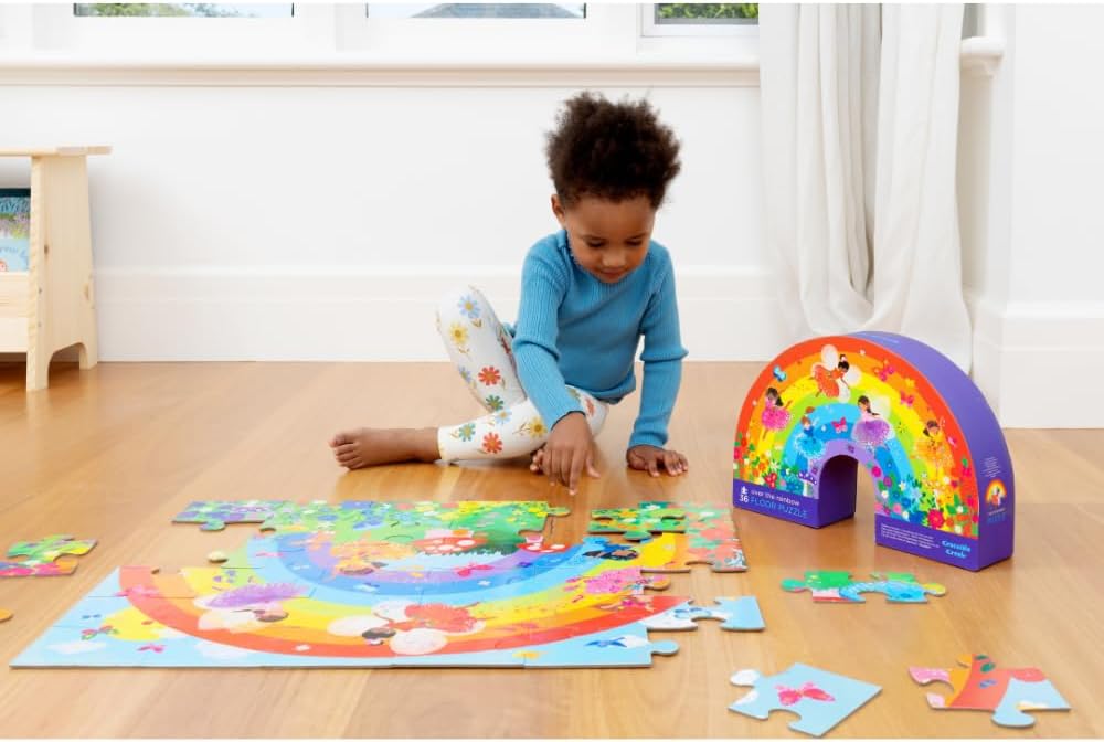 Crocodile Creek 36-Piece Jigsaw Floor Puzzle - Shark Reef - for Kids Ages 3-5 - Heavy-Duty Shaped Box for Storage - 24" W x 18" H Finished