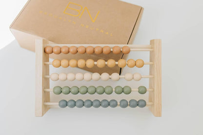 Brooklyn Neutral Boho Abacus - STEM Toy- Boho Nursery Decor and Playroom Decor- Math Toddler Toy with Beads- Montessori Toys - Aesthetic Modern Educational Wooden Toys