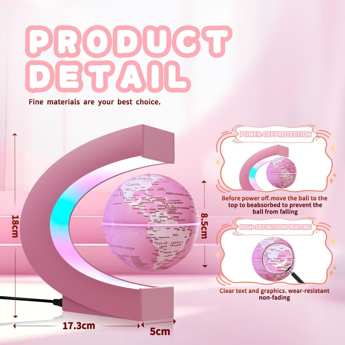 Magnetic Levitating Floating Globe with LED Lights, Cool Tech Gadgets Gifts World Globe Lamp for Men Father Teenage Boys Girls, Birthday Gifts Office Home Desk Decor Display