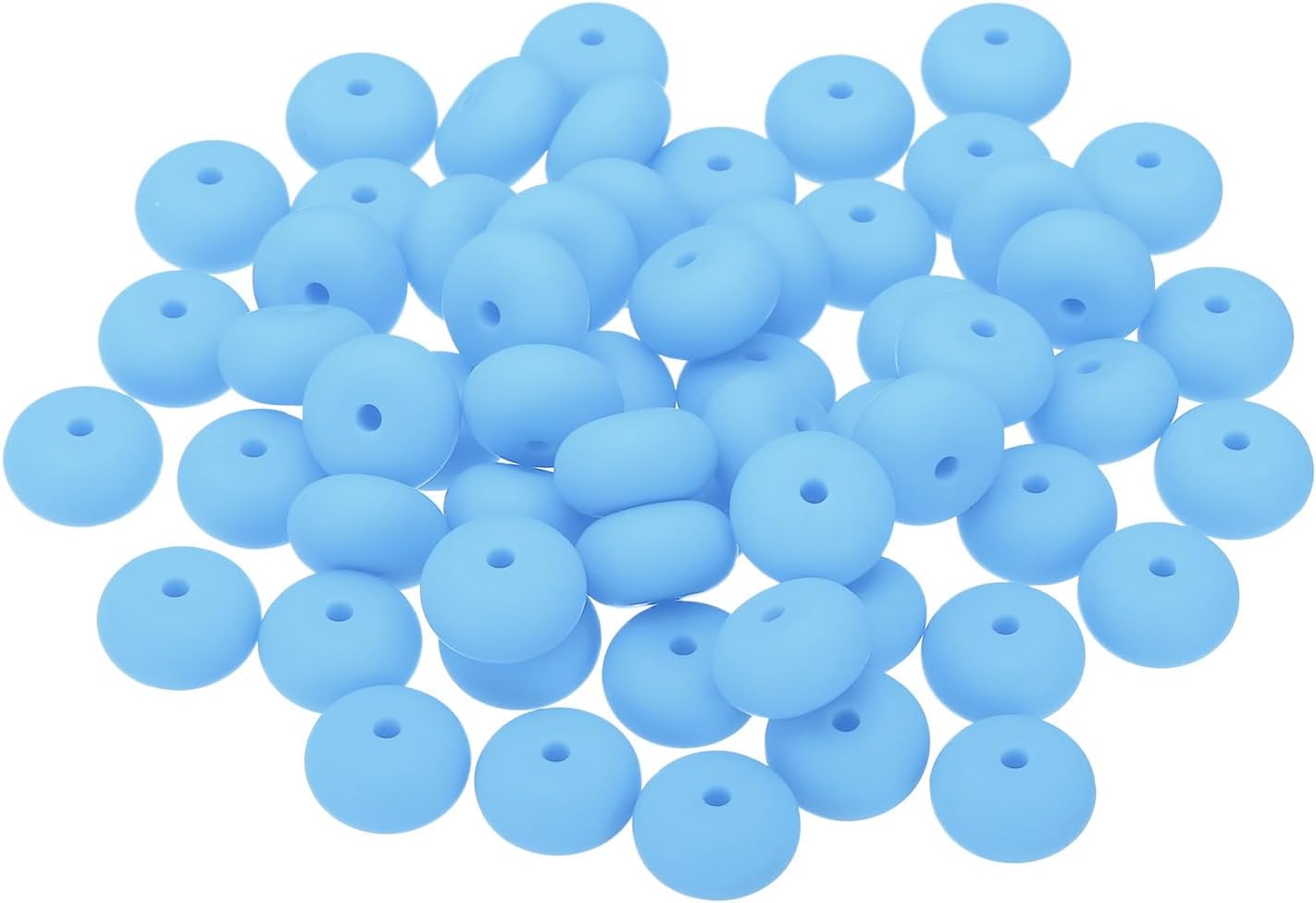 PATIKIL 14mm Silicone Beads, 60PCS Silicone Beads Bulk Abacus Spacer Beads Lentil Focal Cute for Pens Keychain Bracelets Necklace, Black