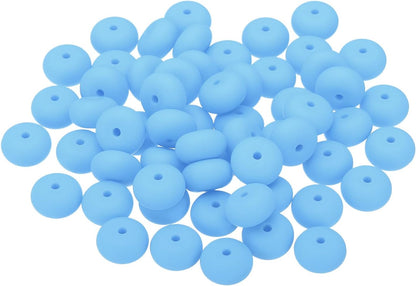 PATIKIL 14mm Silicone Beads, 60PCS Silicone Beads Bulk Abacus Spacer Beads Lentil Focal Cute for Pens Keychain Bracelets Necklace, Black
