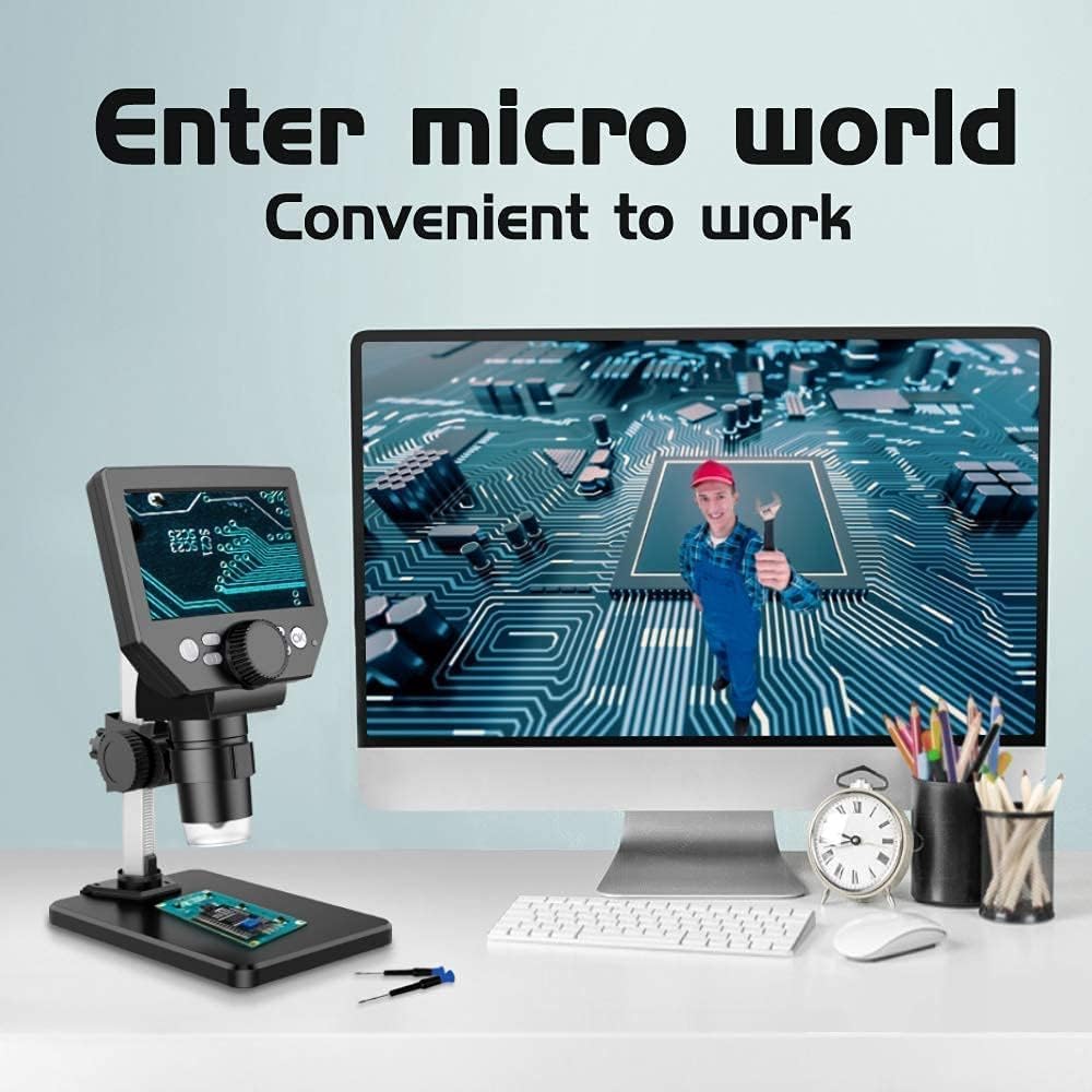 LCD Digital Microscope,4.3 Inch 1080P 10 Megapixels,10MP Camera Video Recorder with HD Screen,1-1000X Magnification Zoom Wireless USB Stereo Microscope Camera,
