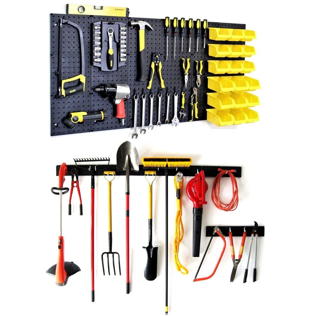 WallPeg Made in USA Pegboard Panels Garage Organization - Wall Storage Kit (PB-2 B) (2) ea - 24" x 16" Peg Board Tool Organizer Panel Set - Garage Organizer Kit