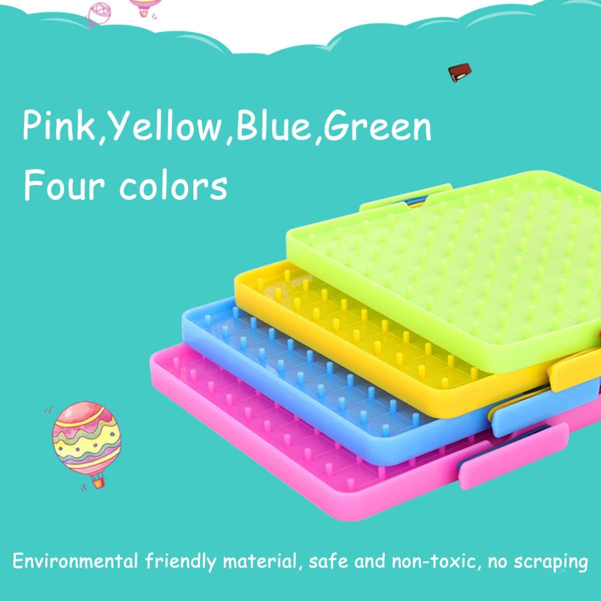 Kisangel 4pcs Nail Board Educational Pegboard, Double-Sided Geoboard Learning Tools for Elementary Math Classroom Use, 6.88X6.29 Inches