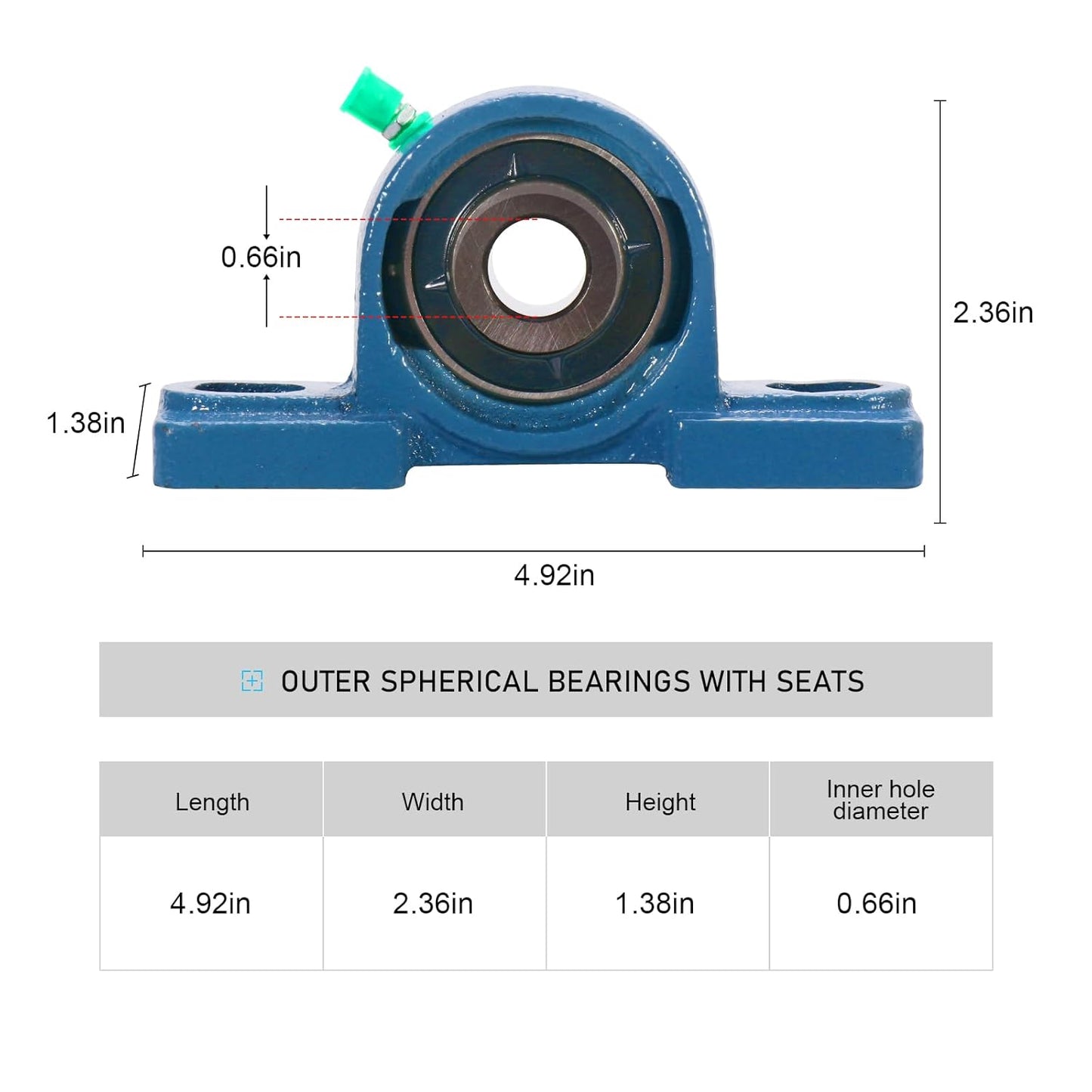 UCP202-10 Pillow Block Bearing,5/8" Bore Mounted Pillow Bearing Cast Iron Base -Self Aligning Chrome Bearing,2 Pcs