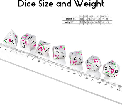DnDnD Heavy Polyhedral Metal Dice Set with Metal Box, 7-die Shiny Blue Surface with Golden Number for RPG,Dungeons and Dragons,Pathfinder,Shadowrun,D&D,Role Palying Game and Math Teaching - Colors B