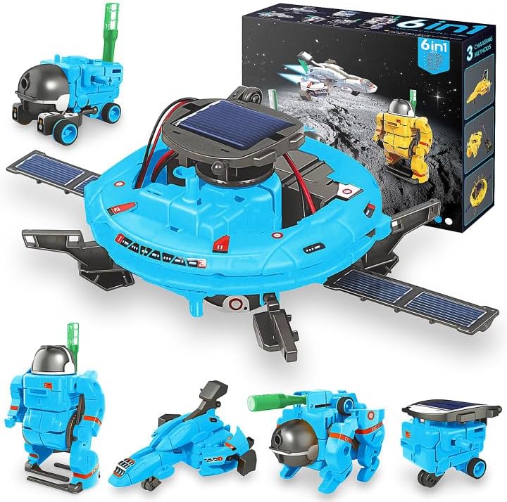 STEM Projects for Kids Ages 8-12 Solar Robot Kit 6-in-1 Space Toys for 10-Year-Old Boy Girl Gift Toys Science Kits Christmas Birthday Gifts for 8 9 10 11 12 Year Old, Yellow