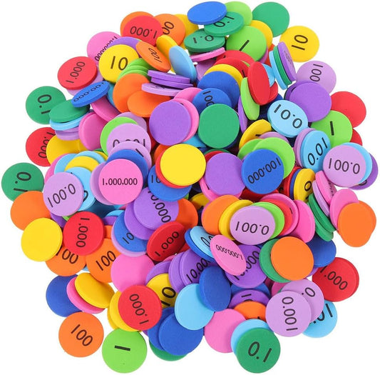 NUOBESTY 600pcs Colored Place Value Disks Educational Math Manipulatives Eva Learning Toys for Classroom and Home Use