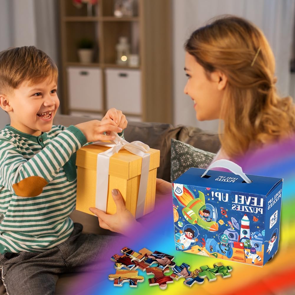 Floor Puzzle for Kids Ages 4-8, Solar System Jigsaw Puzzles, 60 Piece Space Large Puzzles Geography Educational Toys for Boys and Girls, Puzzle for Kids Learning Games