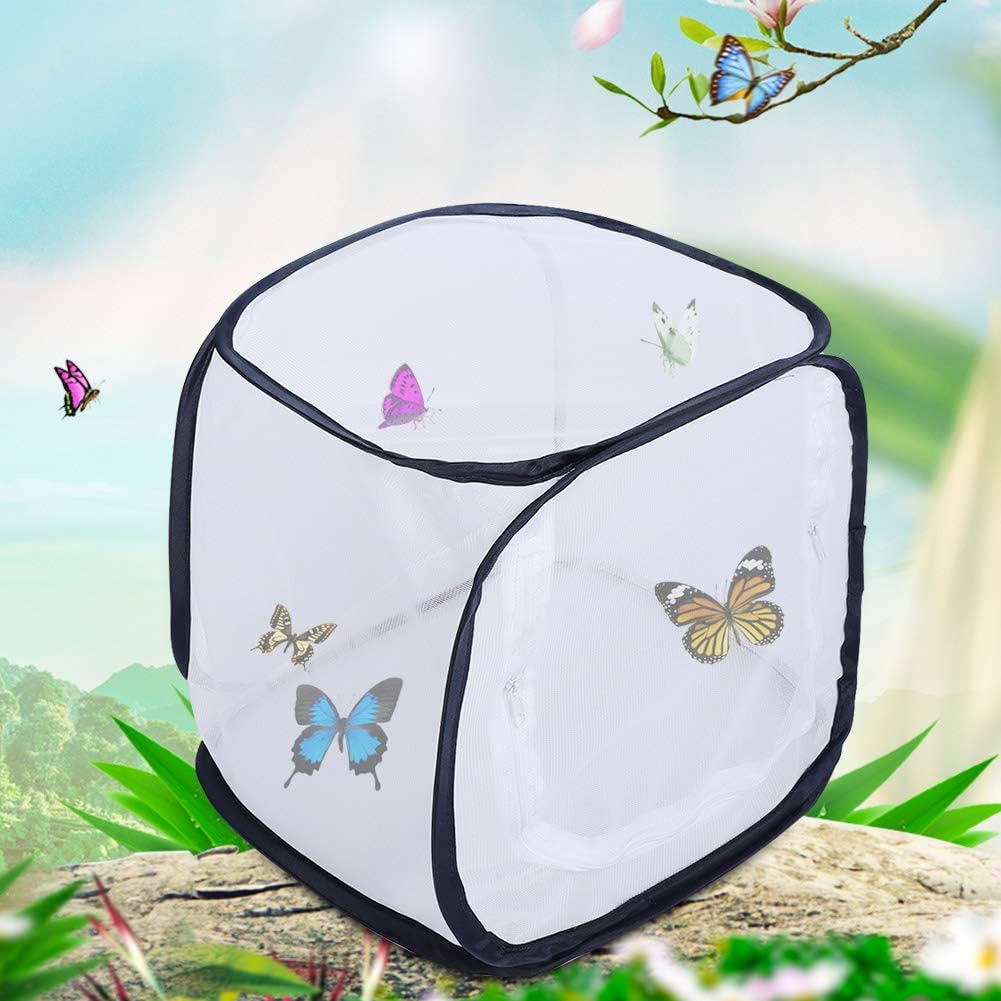 Breeding Cage Ventilated Butterfly House Portable Mesh Cage in Sect and Butterfly Habitat Cage Foldable Mesh Cage for Incubator Plant Growing Clear Observation