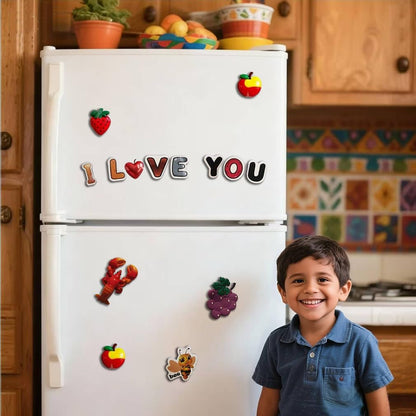 Animal Magnets Letters Refrigerator for Kids Toddlers, 32 Fridge Magnetic Animal Toys Set with Clear & Big Letters Educational Spelling Early Learning Tool