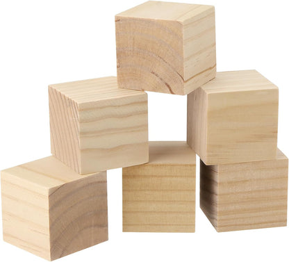 PINGEUI 70PCS 2 x 2 x 2 Inches Wooden Cubes, Unfinished Wooden Blocks, Small Solid Square Wood Craft Blocks for DIY Projects