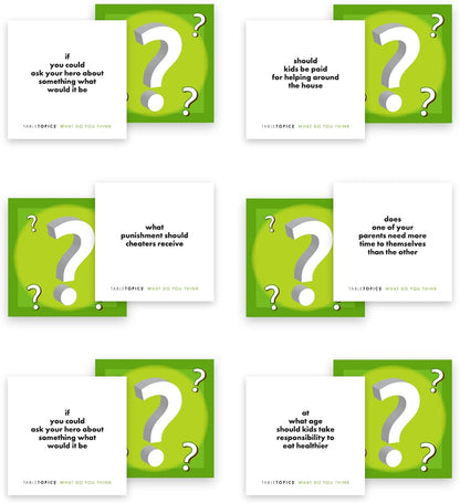 TableTopics What Do You Think To Go - 40 Conversation Starter Cards for Kids to Share Their Thoughts, Fun Question Card Game for Quality Family Dinner Time or Game Night, Take Anywhere