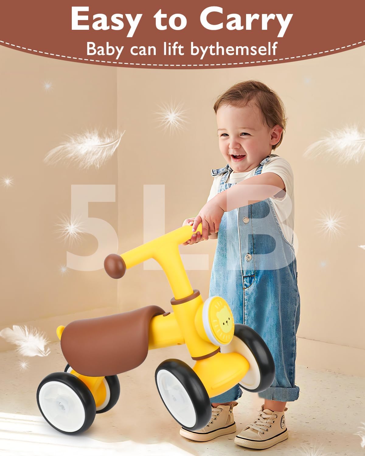 Toddler Toys Balance Bike for 1 Year Old Girl Gifts,4 Wheels Colorful Lighting with Music Baby First Bike,Toddler Girl Toys Balance Bike for 1st 2 Year Old Birthday Gifts