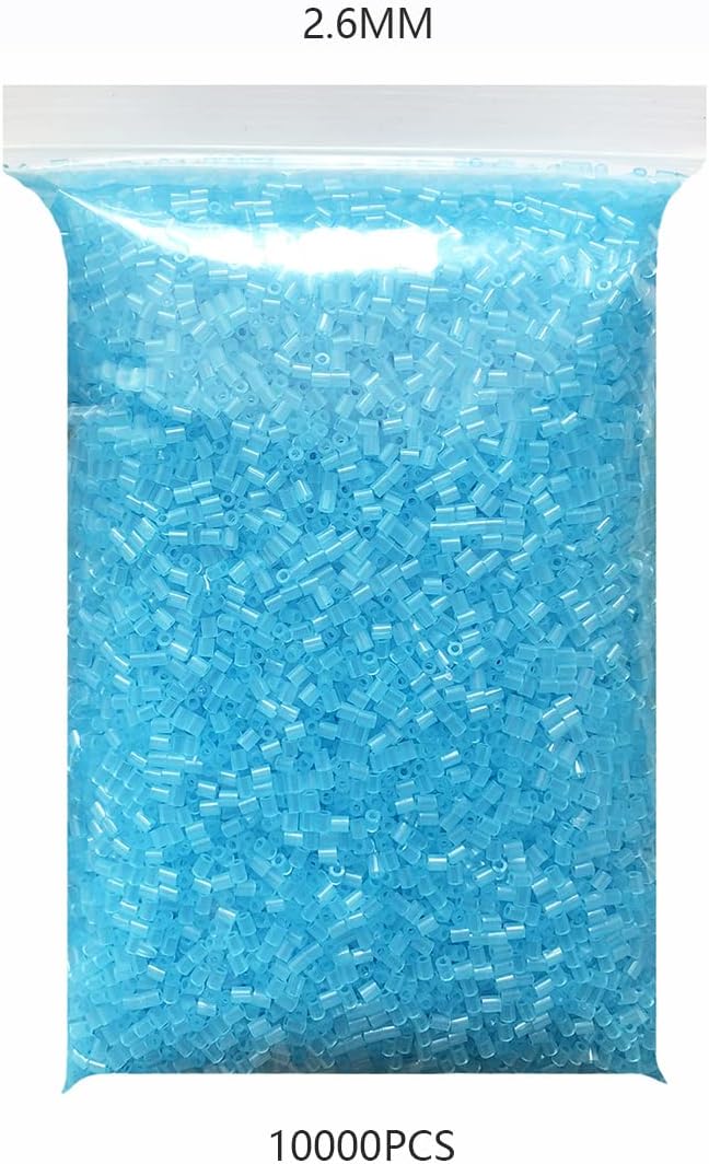 20000 Transparent Blue and Transparent White Fuse Beads 2.6mm Clear Water Color Bulk Pack of Fusion Beads Works with Iron Beads