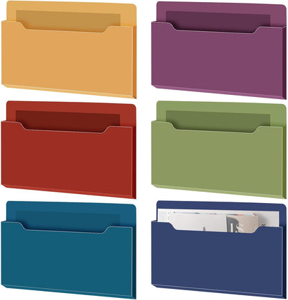Fuutreo 6 Pcs Magnetic Wall File Organizer Magnetic Wall File Holder Refrigerator Magazine Holder for Mail Letters Paper(Aqua Green,Vertical-large)
