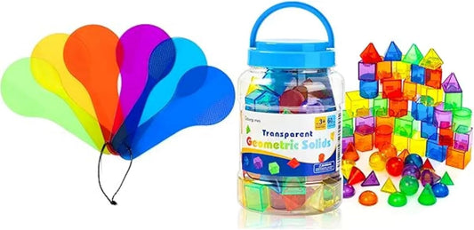 Color Paddles - 60 Pieces 3D Shapes for Teaching - Engaging Color Mixing Toy for Kids