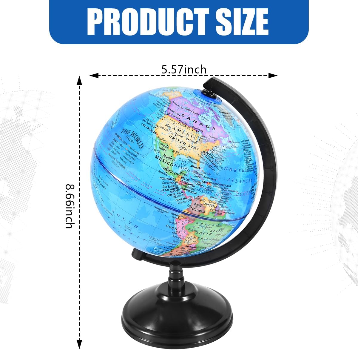 KISEER Rotating World Globe 6 Inch Spinning Earth Globe with Stand for Kids Learning Geography Classroom Education or Office Home Decorations