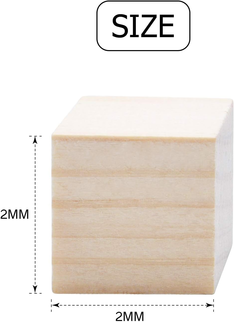 Wood Cubes,50pcs Square Blocks Unfinished Cubic Wooden for Math Counting Craft Childlike Game,2cmx2cmx2cm