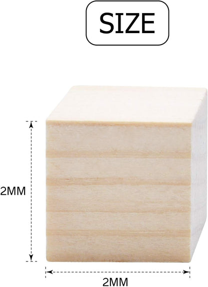 Wood Cubes,50pcs Square Blocks Unfinished Cubic Wooden for Math Counting Craft Childlike Game,2cmx2cmx2cm