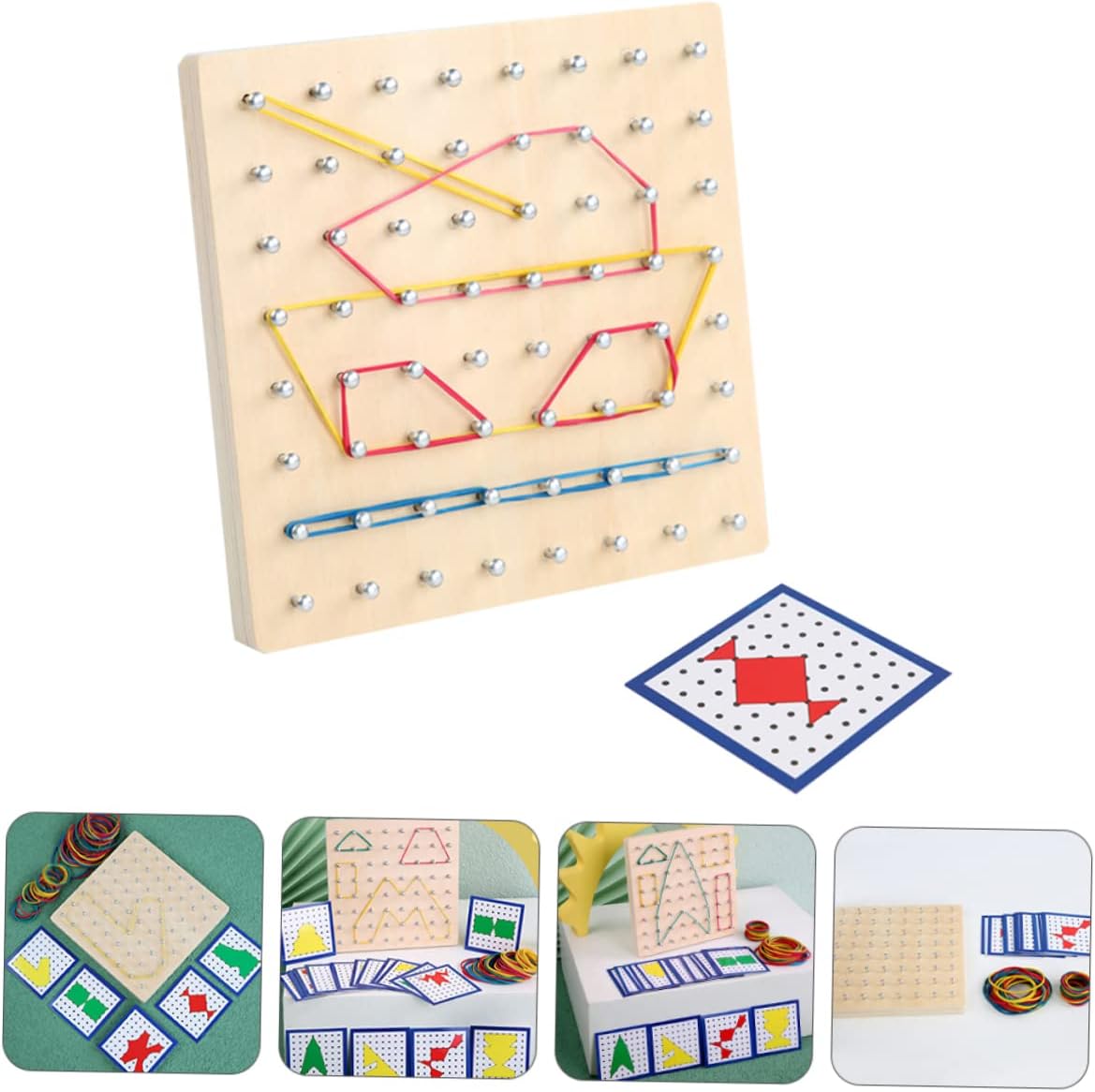 BESPORTBLE Boys and Girls Mathematics Learning Tools Geoboard for Boys and Girls Nail Board Elastic Strips Educational Geometry Tool Creative Teaching Aid