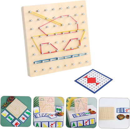 BESPORTBLE Boys and Girls Mathematics Learning Tools Geoboard for Boys and Girls Nail Board Elastic Strips Educational Geometry Tool Creative Teaching Aid