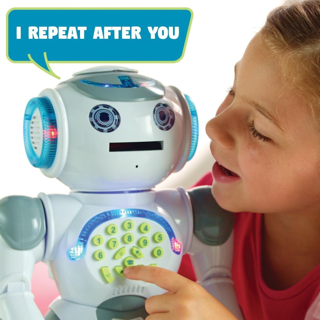 LEXiBOOK, Powerman Neo, My Robot Full of Technology, Remote Control and Gesture Control, Educational Activities in English, Programmable, Music and Dance, Sound and Light Effects, Blue/White, ROB18EN