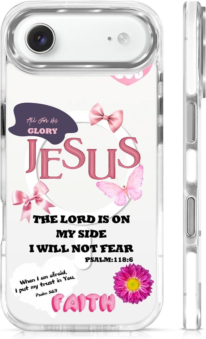 for iPhone 17 Pro Max Case [Compatible with Magsafe],Girls Women Clear Magnetic Case Silicone Shockproof Protective Cover with Pattern Colorful Motivational Letters