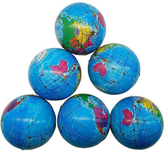 2.48'' Mini Squeezable Globe Stress Balls,Tension Reliver Balls,Party Favor,Soft PU Globe Ball,Earth Pattern,Party Toys