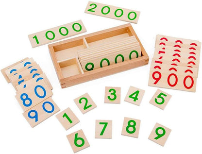 Wooden 1-9000 Number Card Pre- Teaching Aids Motor Skill Activity Gift