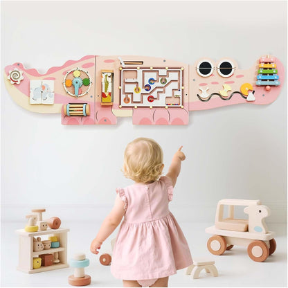 Potatomato Green Montessori Busy Board – Educational Wall Panel for Toddlers – Montessori for Boys and Girls – Learning Activity Center – Fine Motor Skills Toys – Autism Toys