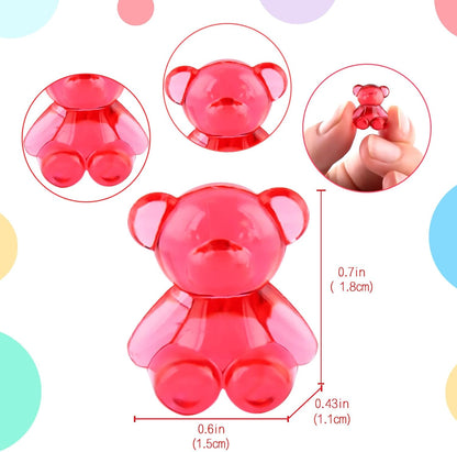 Niceup 360pcs Bear Mini Figurines to Hide, 0.6in Plastic Counting Sorting Bears Translucent Tiny Acrylic Resin Teddy Miniatures for Baby Shower Party Game Vase Fillers Classroom DIY Crafts