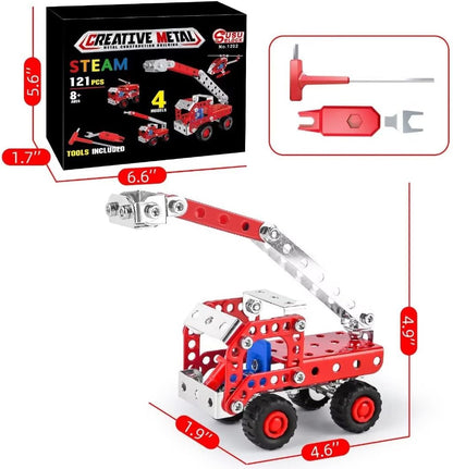 Ferthor Fun 7 in 1 STEM Toys,Creative Set for Boys Age 8-12,Learning Engineering Kids Building Blocks Model Kits,Metal Construction Toys for Kids 8 9 10 11 12+ Year Old(180PCS No Motor)